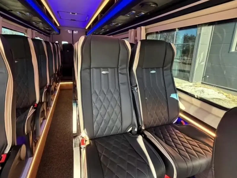 Leather seats in the Mercedes Sprinter, close-up