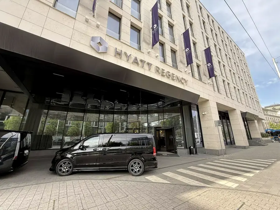 Mercedes V-Class outside the Hyatt Regency Sofia hotel